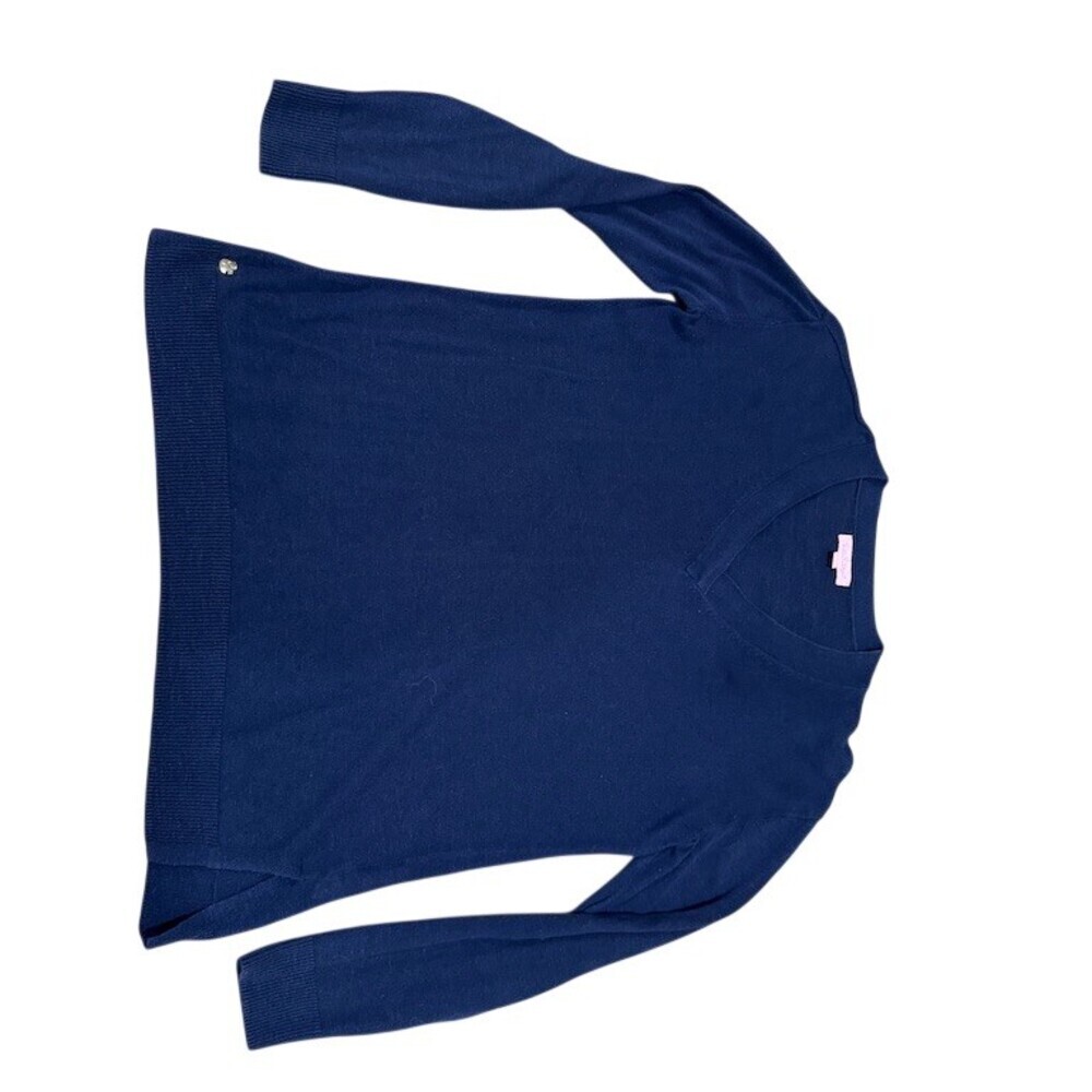 Lilly Pulitzer Lightweight Sweater Womens Small Navy Blue V-Neck Pullover